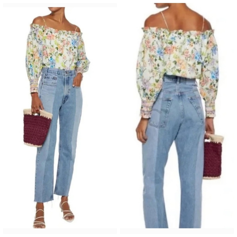 Alice + olivia tereza flora print off shoulder top Size Small - Picture 3 of 15